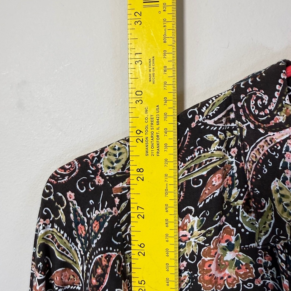 J Jill Paisley Tunic Women XS Black Multi Long Sleeve Button Front Top Boho Fall - Picture 6 of 8